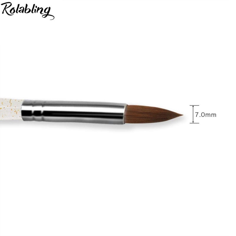 Rolabling Size 8# Black 100% Kolinsky Sable Acrylic Nail Art Brushes UV Gel Nail Painting Pen Brushes (Size 8) - Image 3